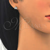 Sterling Silver Stud Earring, Crown Design, with White Cubic Zirconia, Polished, Rhodium Finish, 02.336.0019