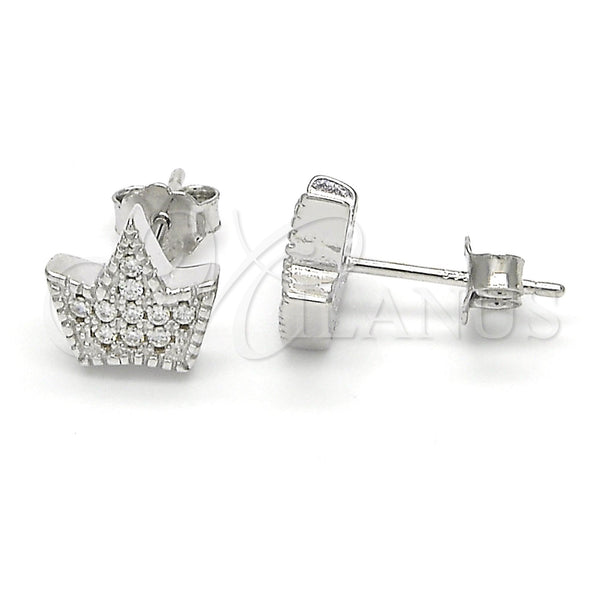 Sterling Silver Ring — Stud Earring Crown Design with White Cubic Zirconia — main product view — SKU 123041 | Plata 925 anillo — Stud Earring Crown diseño with blanco Cubic Zirconia — SKU 123041