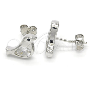 Sterling Silver Ring — Stud Earring Bird Design with Black and White — main product view — SKU 123044 | Plata 925 anillo — Stud Earring Bird diseño with negro and blanco — SKU 123044