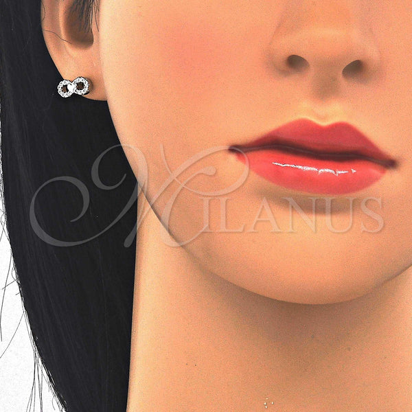 Sterling Silver Ring — Stud Earring Infinite and Heart Design with White — alternate product view — SKU 123052 | Plata 925 anillo — Stud Earring Infinite and corazón diseño with blanco — SKU 123052