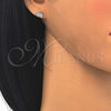 Sterling Silver Stud Earring, Elephant Design, with White and Black Micro Pave, Polished, Rhodium Finish, 02.336.0030