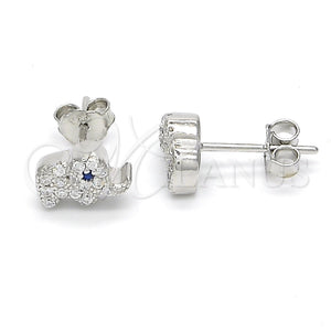 Sterling Silver Ring — Stud Earring Elephant Design with White and Black — main product view — SKU 123053 | Plata 925 anillo — Stud Earring Elephant diseño with blanco and negro — SKU 123053