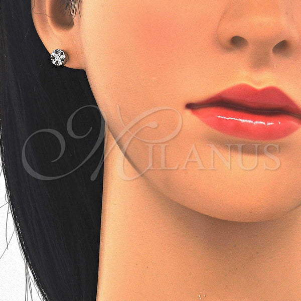 Sterling Silver Ring — Stud Earring Flower Design with White Cubic Zirconia — alternate product view — SKU 123057 | Plata 925 anillo — Stud Earring flor diseño with blanco Cubic Zirconia — SKU 123057