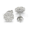 Sterling Silver Stud Earring, with White Micro Pave, Polished, Rhodium Finish, 02.336.0036