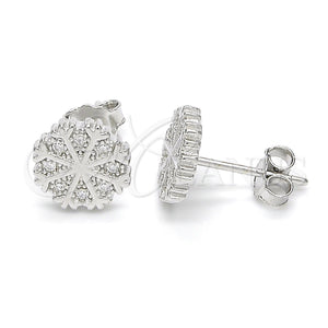 Sterling Silver Ring — Stud Earring with White Micro Pave Polished 02. — main product view — SKU 123059 | Plata 925 anillo — Stud Earring with blanco Micro Pave pulido 02. — SKU 123059