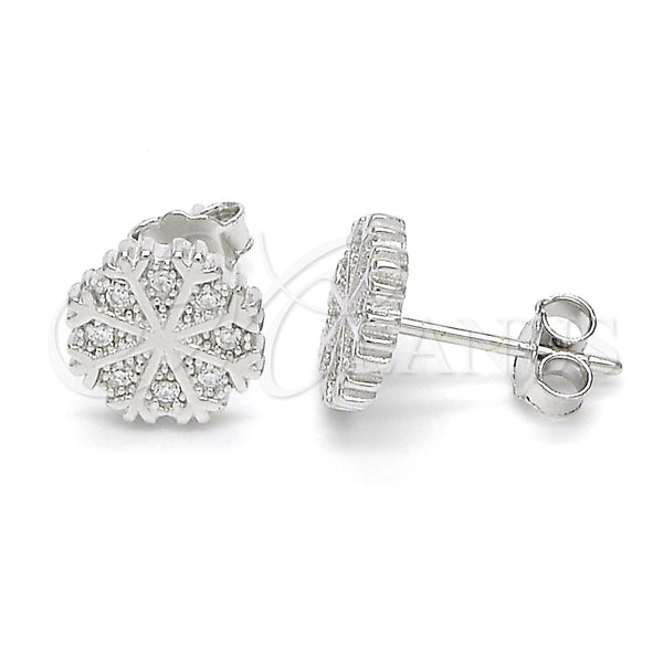 Sterling Silver Ring — Stud Earring with White Micro Pave Polished 02. — main product view — SKU 123059 | Plata 925 anillo — Stud Earring with blanco Micro Pave pulido 02. — SKU 123059