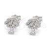 Sterling Silver Stud Earring, Tree Design, with White Crystal, Polished, Rhodium Finish, 02.336.0045