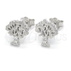 Sterling Silver Stud Earring, Tree Design, with White Crystal, Polished, Rhodium Finish, 02.336.0045