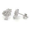 Sterling Silver Stud Earring, Tree Design, with White Crystal, Polished, Rhodium Finish, 02.336.0045