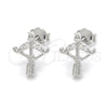Sterling Silver Stud Earring, with White Cubic Zirconia, Polished, Rhodium Finish, 02.336.0047