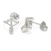 Sterling Silver Stud Earring, with White Cubic Zirconia, Polished, Rhodium Finish, 02.336.0047