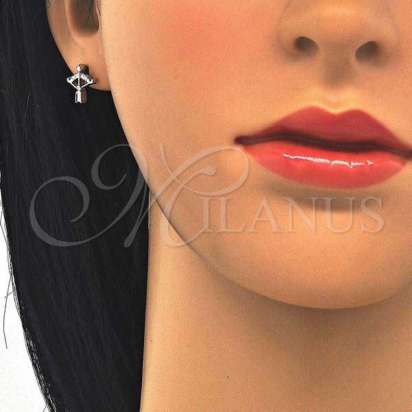 Sterling Silver Ring — Stud Earring with White Cubic Zirconia Polished 02. — alternate product view — SKU 123070 | Plata 925 anillo — Stud Earring with blanco Cubic Zirconia pulido 02. — SKU 123070
