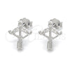 Sterling Silver Stud Earring, with White Cubic Zirconia, Polished, Rhodium Finish, 02.336.0047