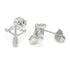 Sterling Silver Stud Earring, with White Cubic Zirconia, Polished, Rhodium Finish, 02.336.0047