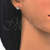Sterling Silver Stud Earring, with White Micro Pave, Polished, Rhodium Finish, 02.336.0054