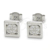 Sterling Silver Stud Earring, with White Micro Pave, Polished, Rhodium Finish, 02.336.0054