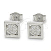 Sterling Silver Stud Earring, with White Micro Pave, Polished, Rhodium Finish, 02.336.0054