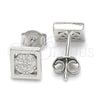 Sterling Silver Stud Earring, with White Micro Pave, Polished, Rhodium Finish, 02.336.0054
