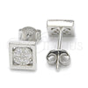 Sterling Silver Stud Earring, with White Micro Pave, Polished, Rhodium Finish, 02.336.0054