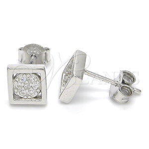 Sterling Silver Ring — Stud Earring with White Micro Pave Polished 02. — main product view — SKU 123078 | Plata 925 anillo — Stud Earring with blanco Micro Pave pulido 02. — SKU 123078