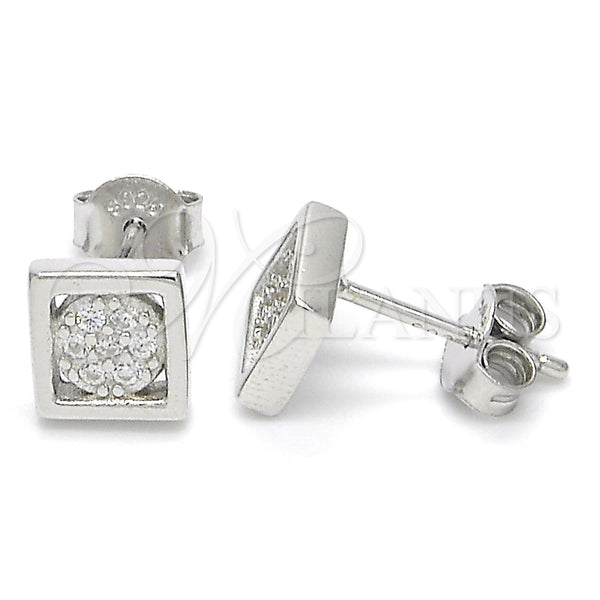 Sterling Silver Ring — Stud Earring with White Micro Pave Polished 02. — main product view — SKU 123078 | Plata 925 anillo — Stud Earring with blanco Micro Pave pulido 02. — SKU 123078