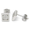 Sterling Silver Stud Earring, with White Micro Pave, Polished, Rhodium Finish, 02.336.0054