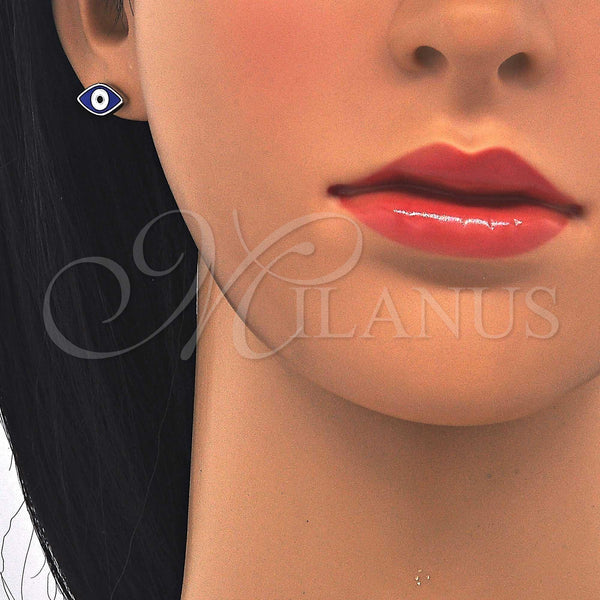Sterling Silver Ring — Stud Earring Evil Eye Design Blue Enamel 02. — alternate product view — SKU 123079 | Plata 925 anillo — Stud Earring Evil Eye diseño Blue Enamel 02. — SKU 123079