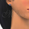 Sterling Silver Stud Earring, Evil Eye Design, Blue Enamel Finish, Rhodium Finish, 02.336.0055