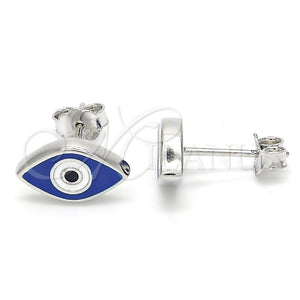 Sterling Silver Ring — Stud Earring Evil Eye Design Blue Enamel 02. — main product view — SKU 123079 | Plata 925 anillo — Stud Earring Evil Eye diseño Blue Enamel 02. — SKU 123079