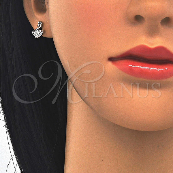 Sterling Silver Ring — Stud Earring Swan Design with Black and White — alternate product view — SKU 123082 | Plata 925 anillo — Stud Earring Swan diseño with negro and blanco — SKU 123082