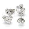 Sterling Silver Stud Earring, Swan Design, with Black and White Cubic Zirconia, Polished, Rhodium Finish, 02.336.0058