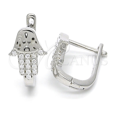 Plata 925 aretes de aro — Huggie Hoop Judaica and Hand of God diseño por Mayoreo, vista principal del producto