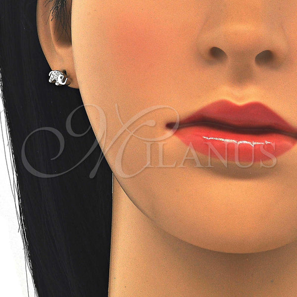 Sterling Silver Ring — Stud Earring Elephant Design with Black Cubic Zirconia — alternate product view — SKU 123090 | Plata 925 anillo — Stud Earring Elephant diseño with negro Cubic Zirconia — SKU 123090