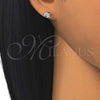 Sterling Silver Stud Earring, Elephant Design, with Black Cubic Zirconia and White Crystal, Polished, Rhodium Finish, 02.336.0066