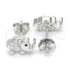 Sterling Silver Stud Earring, Elephant Design, with Black Cubic Zirconia and White Crystal, Polished, Rhodium Finish, 02.336.0066