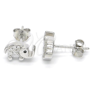 Sterling Silver Ring — Stud Earring Elephant Design with Black Cubic Zirconia — main product view — SKU 123090 | Plata 925 anillo — Stud Earring Elephant diseño with negro Cubic Zirconia — SKU 123090