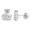Sterling Silver Stud Earring, Elephant Design, with Black Cubic Zirconia and White Crystal, Polished, Rhodium Finish, 02.336.0066