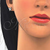 Sterling Silver Stud Earring, Butterfly Design, with White Micro Pave, Polished, Rhodium Finish, 02.336.0067