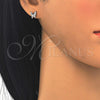 Sterling Silver Stud Earring, Butterfly Design, with White Micro Pave, Polished, Rhodium Finish, 02.336.0067