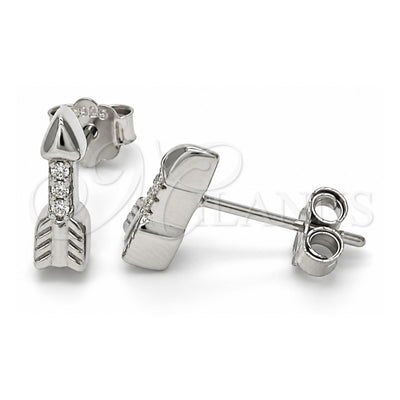 Sterling Silver Stud Earring, with White Cubic Zirconia, Polished, Rhodium Finish, 02.336.0071