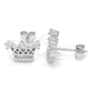 Sterling Silver Ring — Stud Earring Crown Design with White Cubic Zirconia — main product view — SKU 123103 | Plata 925 anillo — Stud Earring Crown diseño with blanco Cubic Zirconia — SKU 123103