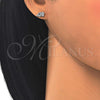 Sterling Silver Stud Earring, Elephant Design, with White Micro Pave, Polished, Rhodium Finish, 02.336.0081