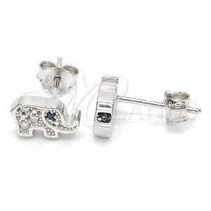 Sterling Silver Ring — Stud Earring Elephant Design with White Micro Pave — main product view — SKU 123105 | Plata 925 anillo — Stud Earring Elephant diseño with blanco Micro Pave — SKU 123105