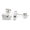 Sterling Silver Stud Earring, Elephant Design, with White Micro Pave, Polished, Rhodium Finish, 02.336.0081