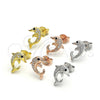 Sterling Silver Stud Earring, Dolphin Design, with Black and White Cubic Zirconia, Polished, Rhodium Finish, 02.336.0082