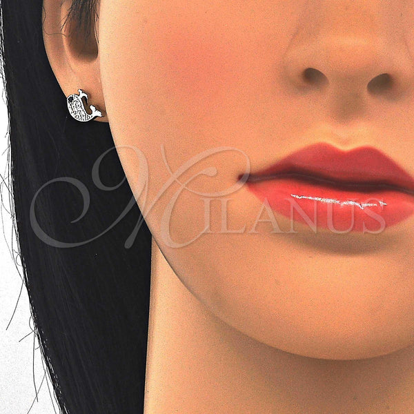 Sterling Silver Ring — Stud Earring with Black and White Cubic Zirconia — alternate product view — SKU 123110 | Plata 925 anillo — Stud Earring with negro and blanco Cubic Zirconia — SKU 123110