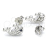 Sterling Silver Stud Earring, with Black and White Cubic Zirconia, Polished, Rhodium Finish, 02.336.0086