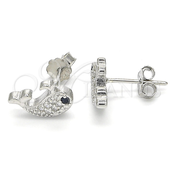 Sterling Silver Ring — Stud Earring with Black and White Cubic Zirconia — main product view — SKU 123110 | Plata 925 anillo — Stud Earring with negro and blanco Cubic Zirconia — SKU 123110