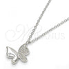 Sterling Silver Pendant Necklace, Butterfly Design, with White Cubic Zirconia, Polished, Rhodium Finish, 04.336.0002.16