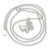 Sterling Silver Pendant Necklace, Butterfly Design, with White Cubic Zirconia, Polished, Rhodium Finish, 04.336.0002.16